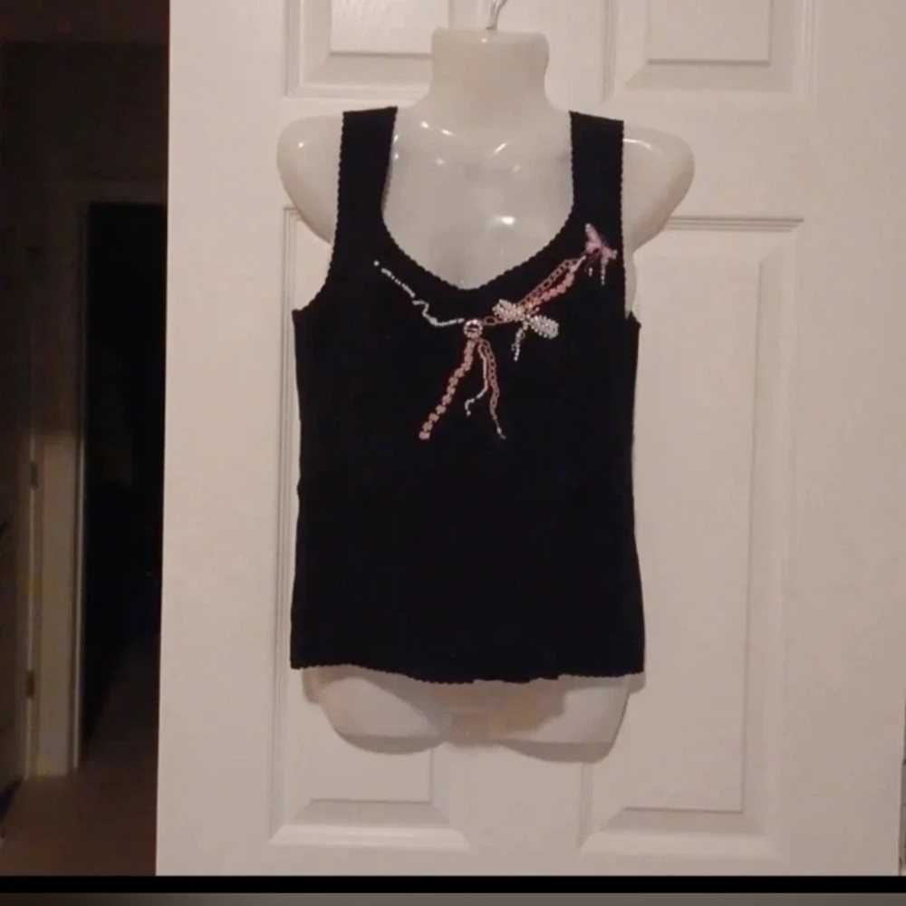 Sydney Easton sleeveless top with dragonfly embroidery Women's Size Medium - Picture 8 of 8